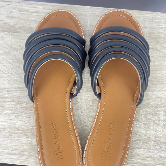 Madewell The Addie Black Leather Slide Sandals Size 7.5 - Picture 5 of 5